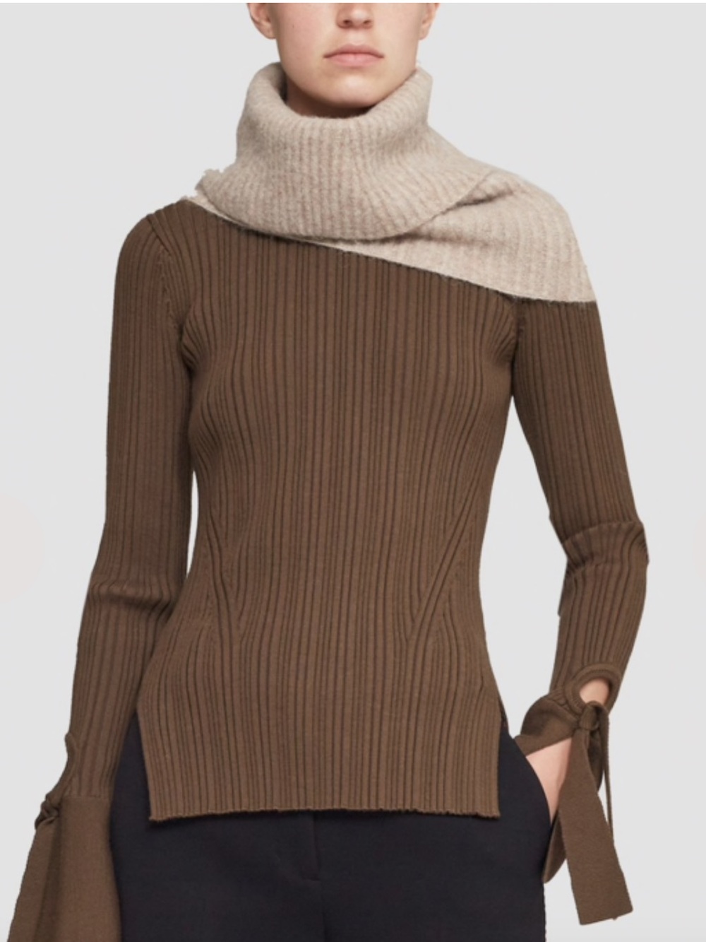 3.1 Phillip Lim Cream Alpaca Wool Knit Snood Neck Scarf - One Size